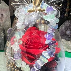 Natural Fluorite chips stretch bracelet UV reaction